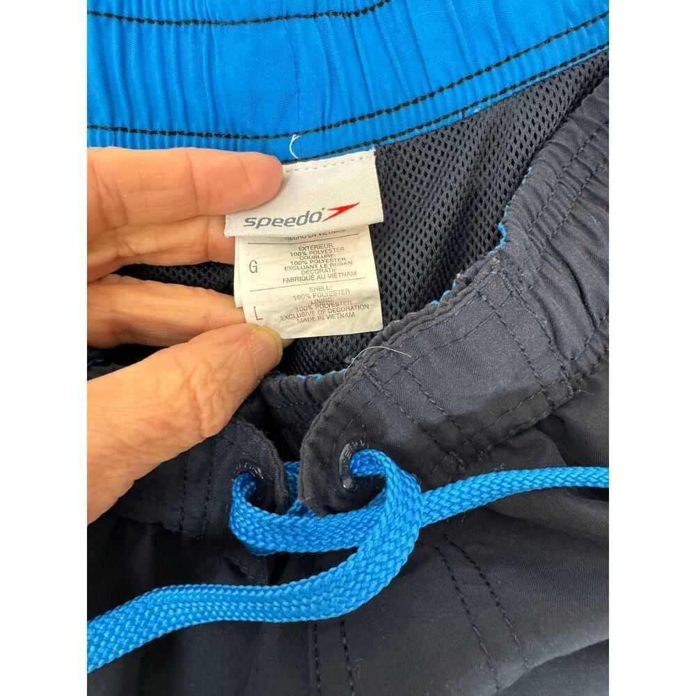 Speedo Swim Trunk Board Shorts Men's Large Navy Lined Drawstring Waist - Picture 8 of 9